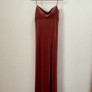 Jenny Yoo Women's Sammi Velvet Cowl Neck Slip Dress- English Rose